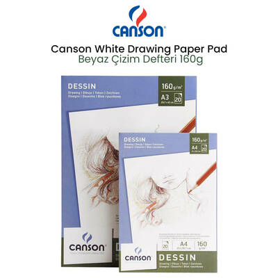 Canson White Drawing Paper Pad Beyaz Çizim Defteri 160g
