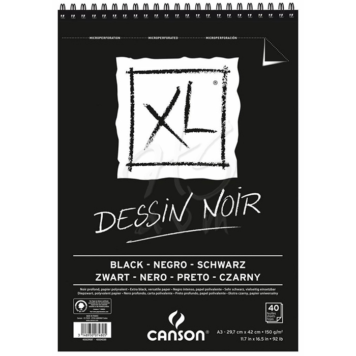 Canson Xl Dessin Noir Siyah Çizim Bloğu 150g A3