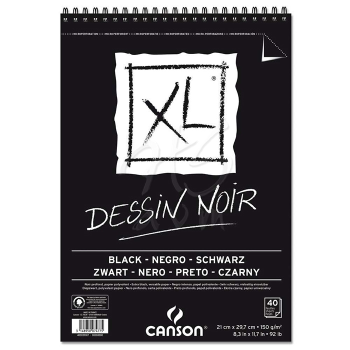 Canson Xl Dessin Noir Siyah Çizim Bloğu 150g A4