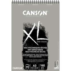 Canson - Canson XL Dry Mix Media Grey Sand Paper Spiralli Defter 40 Yaprak 160g 29,7x42,0