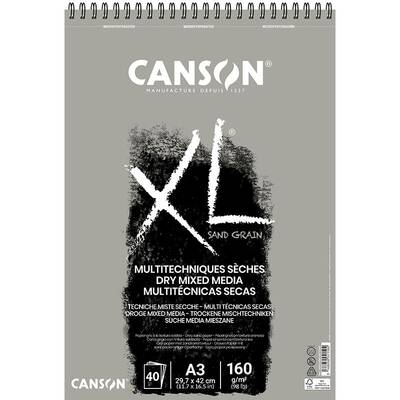Canson XL Dry Mix Media Grey Sand Paper Spiralli Defter 40 Yaprak 160g 29,7x42,0