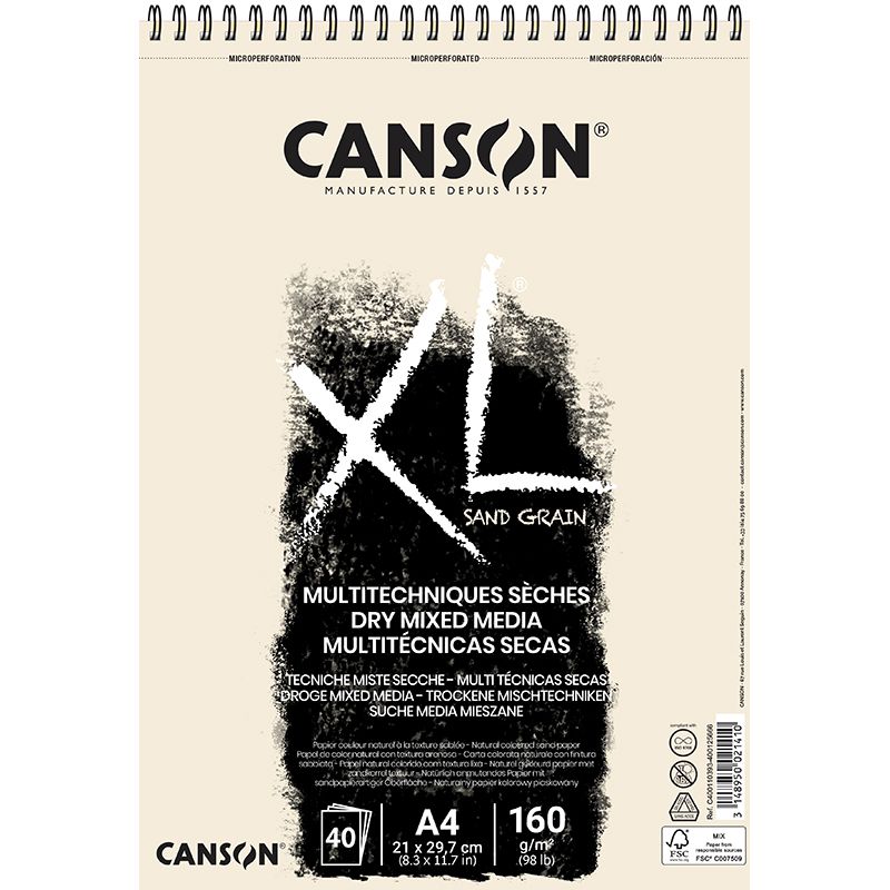 Canson Xl Dry Mix Media Naturel Sand Paper Spiralli Defter 40 Yaprak 160g 21x29,7