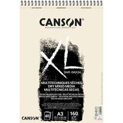 Canson - Canson XL Dry Mix Media Naturel Sand Paper Spiralli Defter 40 Yaprak 160g 29,7x42,0