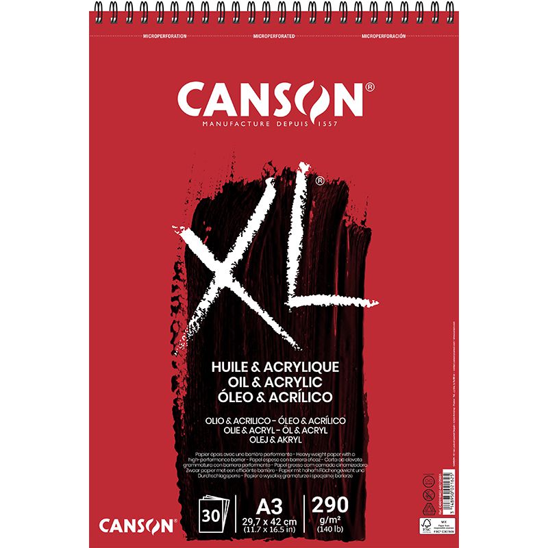Canson Xl Oil & Acrylic Spiralli Defter 30 Yaprak 290g 29,7x42,0