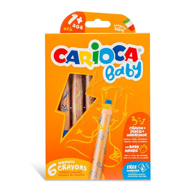 Carioca Baby 3 İn 1 Jumbo Ahşap Gövde Boya Kalemi 6lı 42817