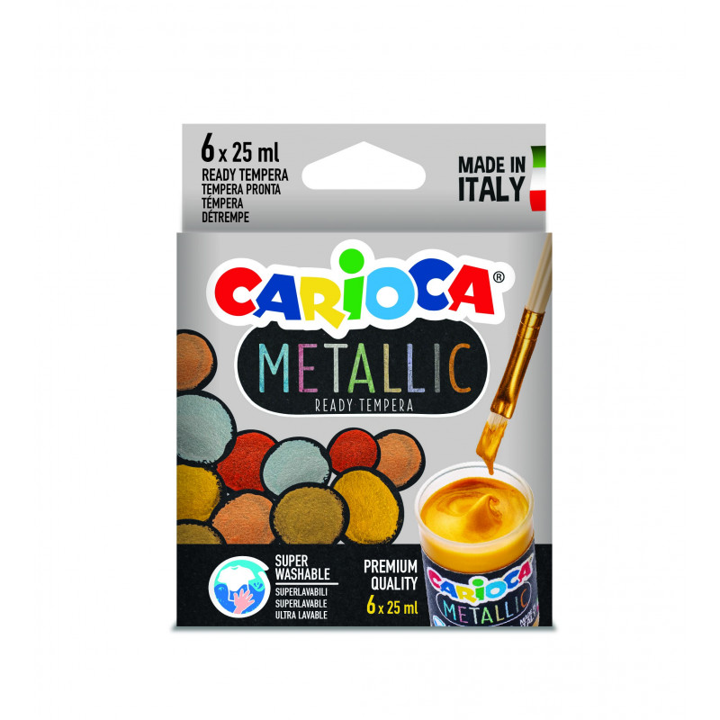 Carioca Metallic Ready Tempera Süper Yıkanabilir Parmak Boyası 6x25ml Ko026