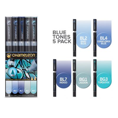 Chameleon Marker Kalem 5li Set Blue Tones