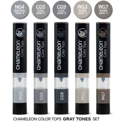 Chameleon Color Tops Marker Kalem 5li Set Gray Tones