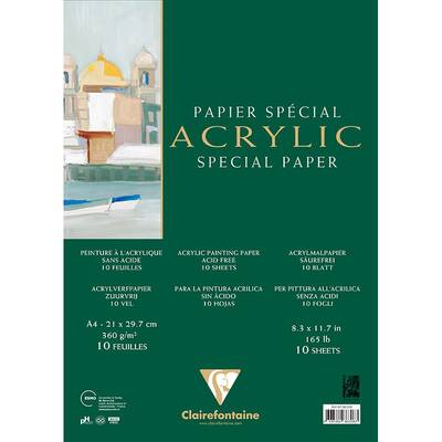 Clairefontaine Acrylic Special Paper Akrilik Blok Kısa Kenarı Yapışkanlı 360g 10 Yaprak A4