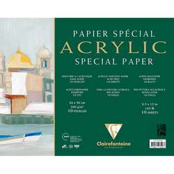 Clairefontaine - Clairefontaine Acrylic Special Paper Akrilik Blok Uzun Kenarı Yapışkanlı 360g 10 Yaprak A4
