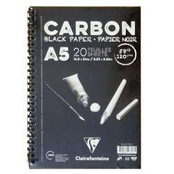 Clairefontaine - Clairefontaine Carbon Black Paper Yandan Spiralli 120g 20 Yp A5