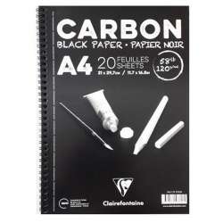 Clairefontaine - Clairefontaine Carbon Black Paper Yandan Spiralli 120g 20 Yp A4