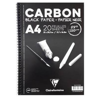Clairefontaine Carbon Black Paper Yandan Spiralli 120g 20 Yp A4