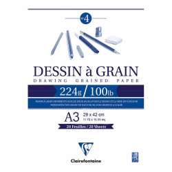Clairefontaine - Clairefontaine Dessin a Grain İnce Dokulu Çizim Bloğu 224g 20Y A3