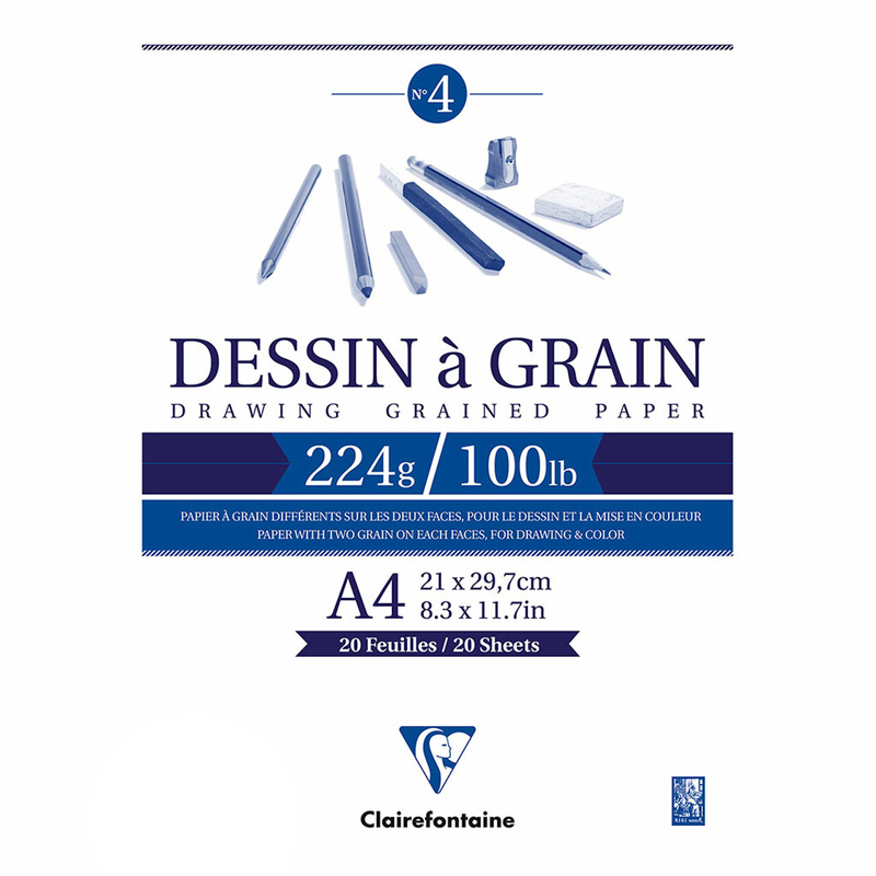 Clairefontaine Dessin A Grain İnce Dokulu Çizim Bloğu 224g 20y A4