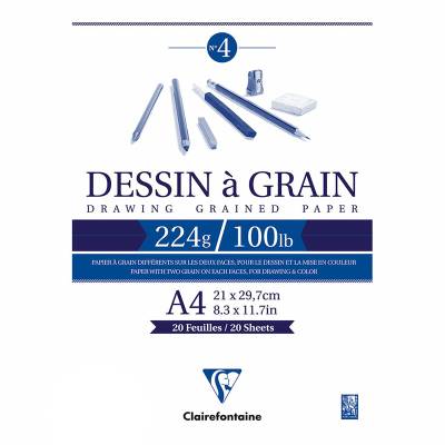Clairefontaine Dessin a Grain İnce Dokulu Çizim Bloğu 224g 20Y A4