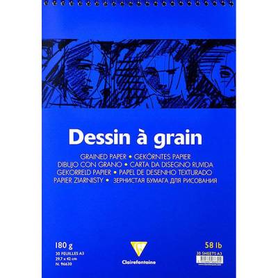 Clairefontaine Dessin a Grain Spiralli Çizim Bloğu 180g 30 Y A3
