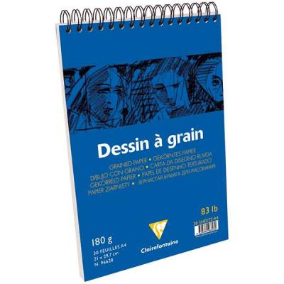 Clairefontaine Dessin a Grain Spiralli Çizim Bloğu 180g 30Y A4