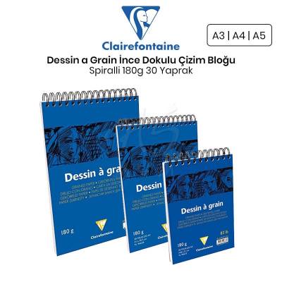 Clairefontaine Dessin a Grain İnce Dokulu Spiralli Çizim Bloğu 180g 30 Yaprak