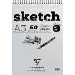 Clairefontaine - Clairefontaine Esquisse Ivory Sketch Blok 90g Kısa Kenarı Spiralli A3 50 Yaprak