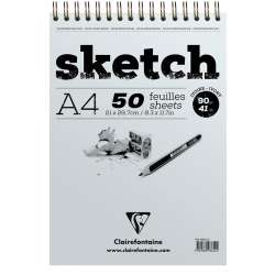 Clairefontaine - Clairefontaine Esquisse Ivory Sketch Blok 90g Kısa Kenarı Spiralli A4 50 Yaprak