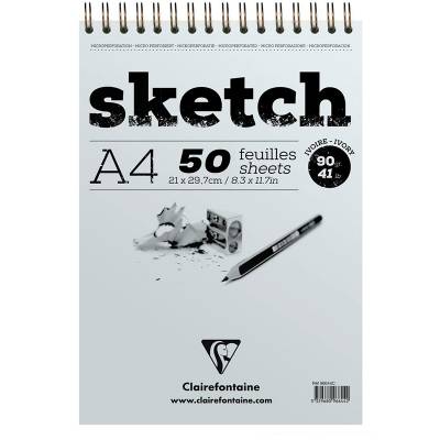 Clairefontaine Esquisse Ivory Sketch Blok 90g Kısa Kenarı Spiralli A4 50 Yaprak