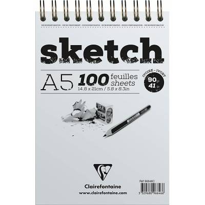 Clairefontaine Esquisse Ivory Sketch Blok 90g Kısa Kenarı Spiralli A5 100 Yaprak