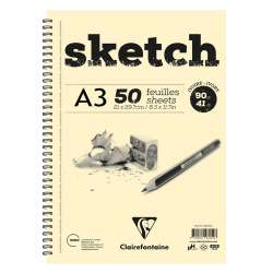 Clairefontaine - Clairefontaine Esquisse Ivory Sketch Blok 90g Uzun Kenarı Spiralli A3 50 Yaprak