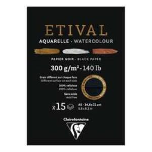 Clairefontaine Etival Siyah Sulu Boya Blok 300g 15 Yaprak A5