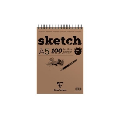 Clairefontaine Sketch Blok 90g Kısa Kenarı Spiralli A5 100 Sayfa