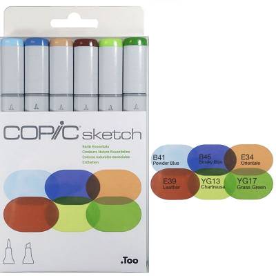 Copic Sketch Marker 6lı Set Earth Essentials