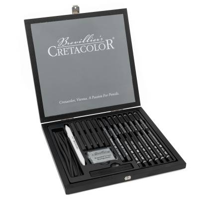 Cretacolor Black Box Premium Karakalem Çizim Seti Ahşap Kutu 20li 46040