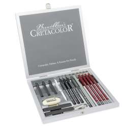 Cretacolor - Cretacolor Silver Box Premium Eskiz Seti Ahşap Kutu 17li 40017 (1)