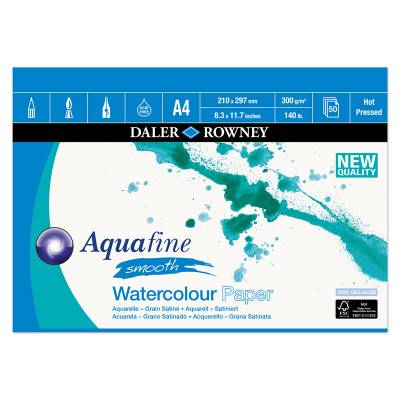Daler Rowney Aquafine Smooth Watercolour Paper 300g A4 12 Yaprak