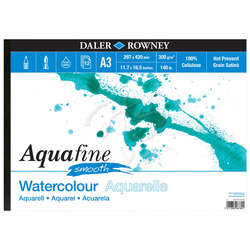 Daler Rowney - Daler Rowney Aquafine Sulu Boya Blok Hot Pressed 300g 12 Sayfa A3