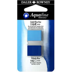 Daler Rowney - Daler Rowney Aquafine Sulu Boya Tablet 2li Cobalt Blue-Phthalo Blue