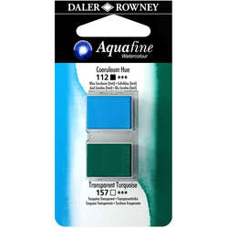 Daler Rowney - Daler Rowney Aquafine Sulu Boya Tablet 2li Coeruleum Blue-Transparent Turquoise