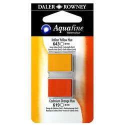 Daler Rowney - Daler Rowney Aquafine Sulu Boya Tablet 2li Indian Yellow-Cad. Orange