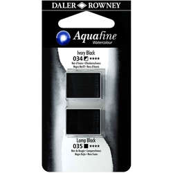 Daler Rowney - Daler Rowney Aquafine Sulu Boya Tablet 2li Ivory Black-Lamp Black