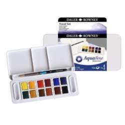 Daler Rowney - Daler Rowney Aquafine Travel Set Fırça Hediyeli Plastik Kutu 12li