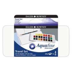 Daler Rowney - Daler Rowney Aquafine Travel Set Fırça Hediyeli Plastik Kutu 24lü