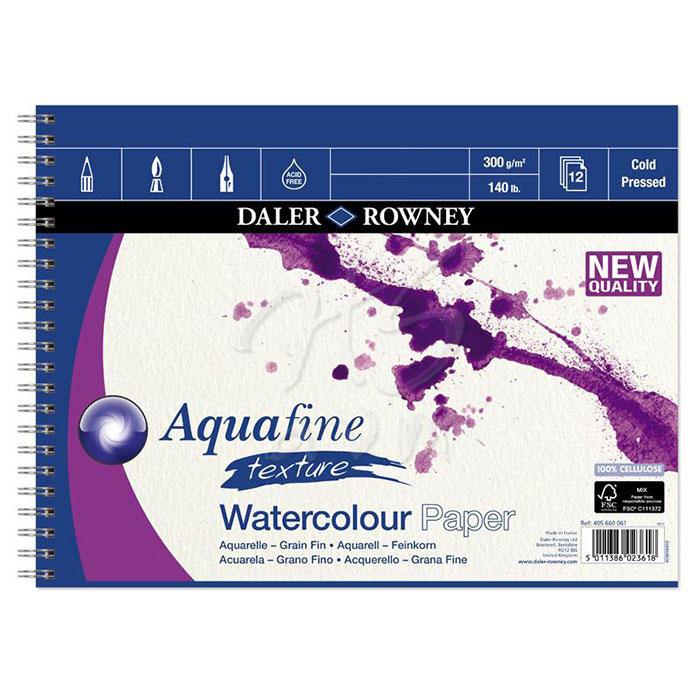 Daler Rowney Aquafine Texture Spiralli 12 Yaprak 300g 17,8x25,4cm