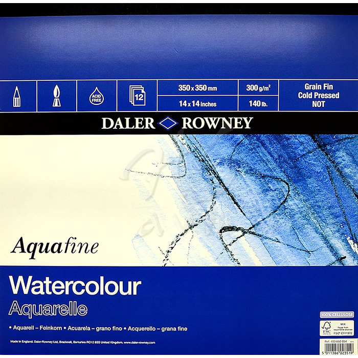Daler Rowney Aquafine Sulu Boya Blok 12 Yaprak 300g 350x350mm