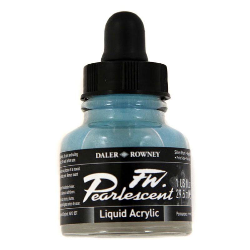 Daler Rowney Fw Pearlescent Acrylic Ink 29.5ml 119 Silver Pearl