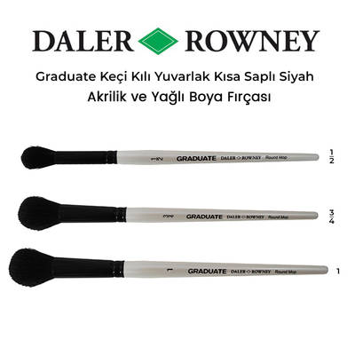 Daler Rowney Graduate Keçi Kılı Yuvarlak Kısa Saplı Fırça Siyah