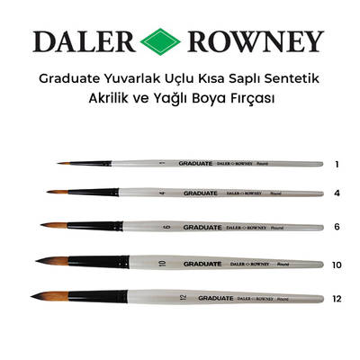 Daler Rowney Graduate Yuvarlak Uçlu Kısa Saplı Sentetik Fırça