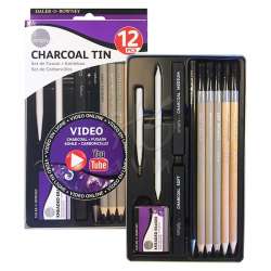 Daler Rowney - Daler Rowney Simply Charcoal Tin 12li Set