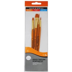 Daler Rowney - Daler Rowney Simply Gold Taklon Synthetic 4ü Fırça Seti Kod:402