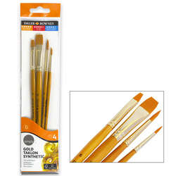 Daler Rowney - Daler Rowney Simply Gold Taklon Synthetic 4ü Fırça Seti Kod:401