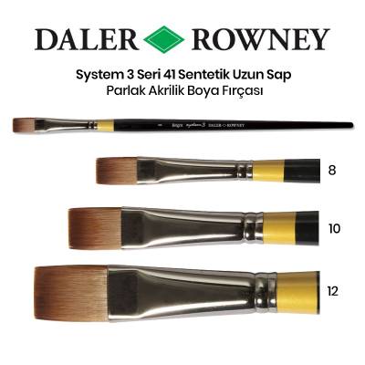 Daler Rowney System 3 Seri 41 Sentetik Uzun Sap Parlak Fırça